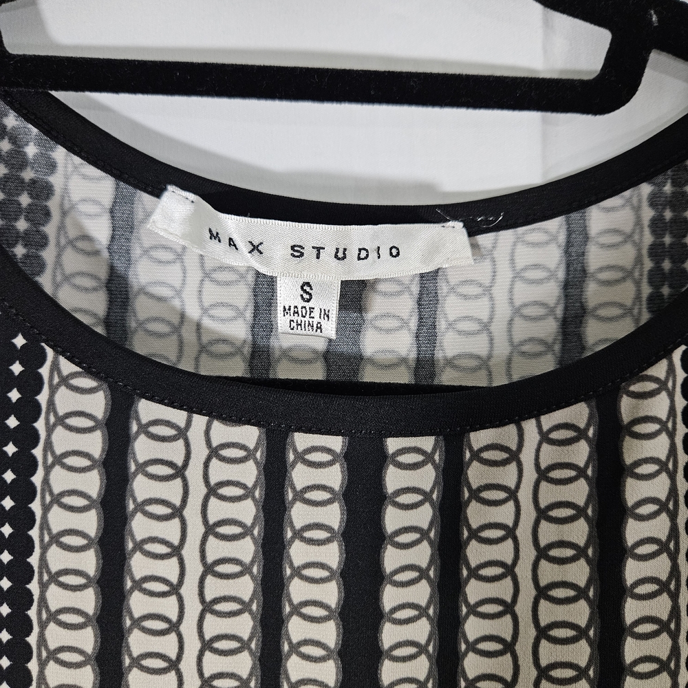 Max Studio Black and Cream Midi Dress - Picture 3 of 4